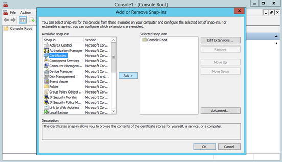Import Roaming Agents Relay Certificates on Console Server