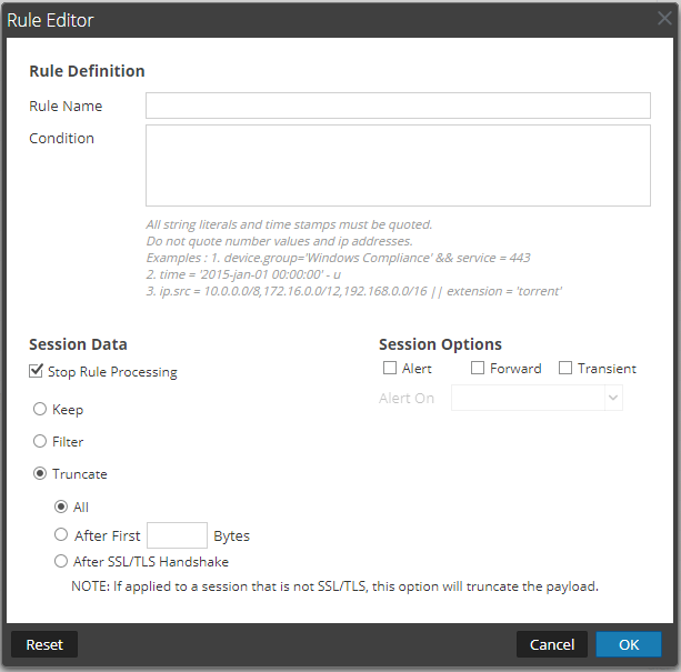 Services Config View - App Rules Tab