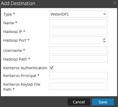 Configure the Destination Using WebHDFS