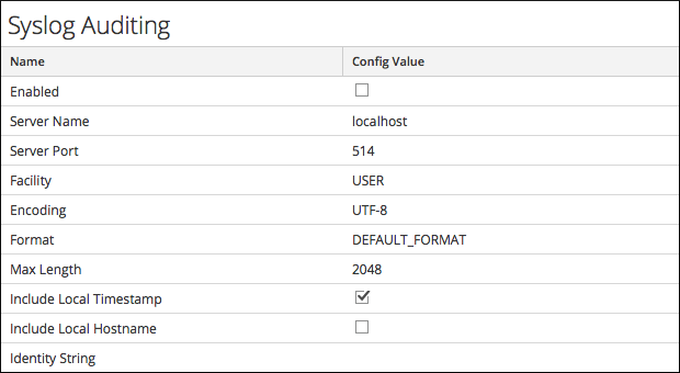 Services Config View - Auditing Tab