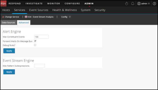 669435 - Services Config View Advanced Tab (11.2 and Earlier)