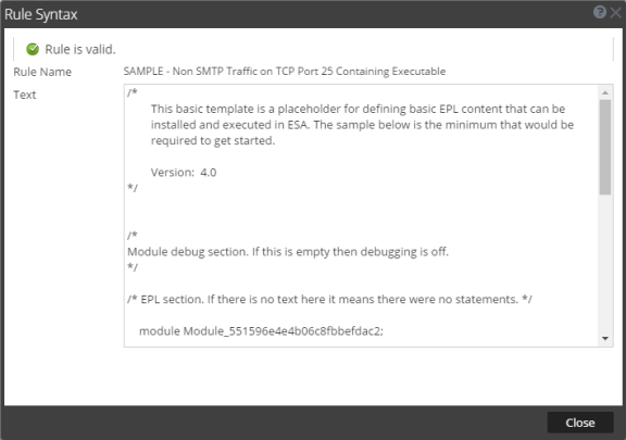 Rule Syntax Dialog