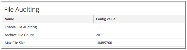Services Config View - Auditing Tab