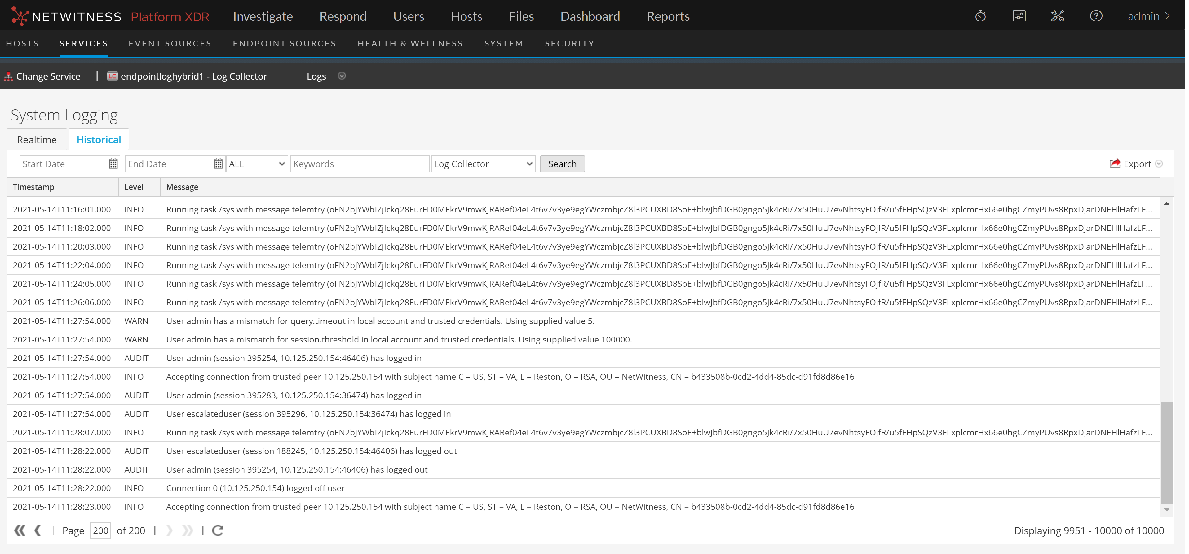 System Logging - Historical View