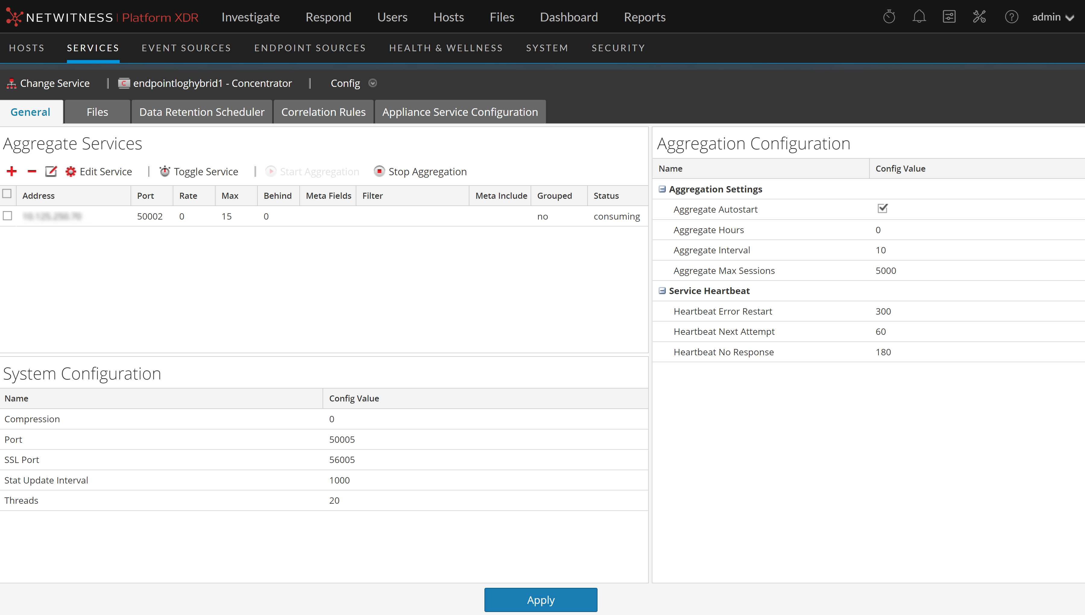 Services Config View - Broker/Concentrator General Tab