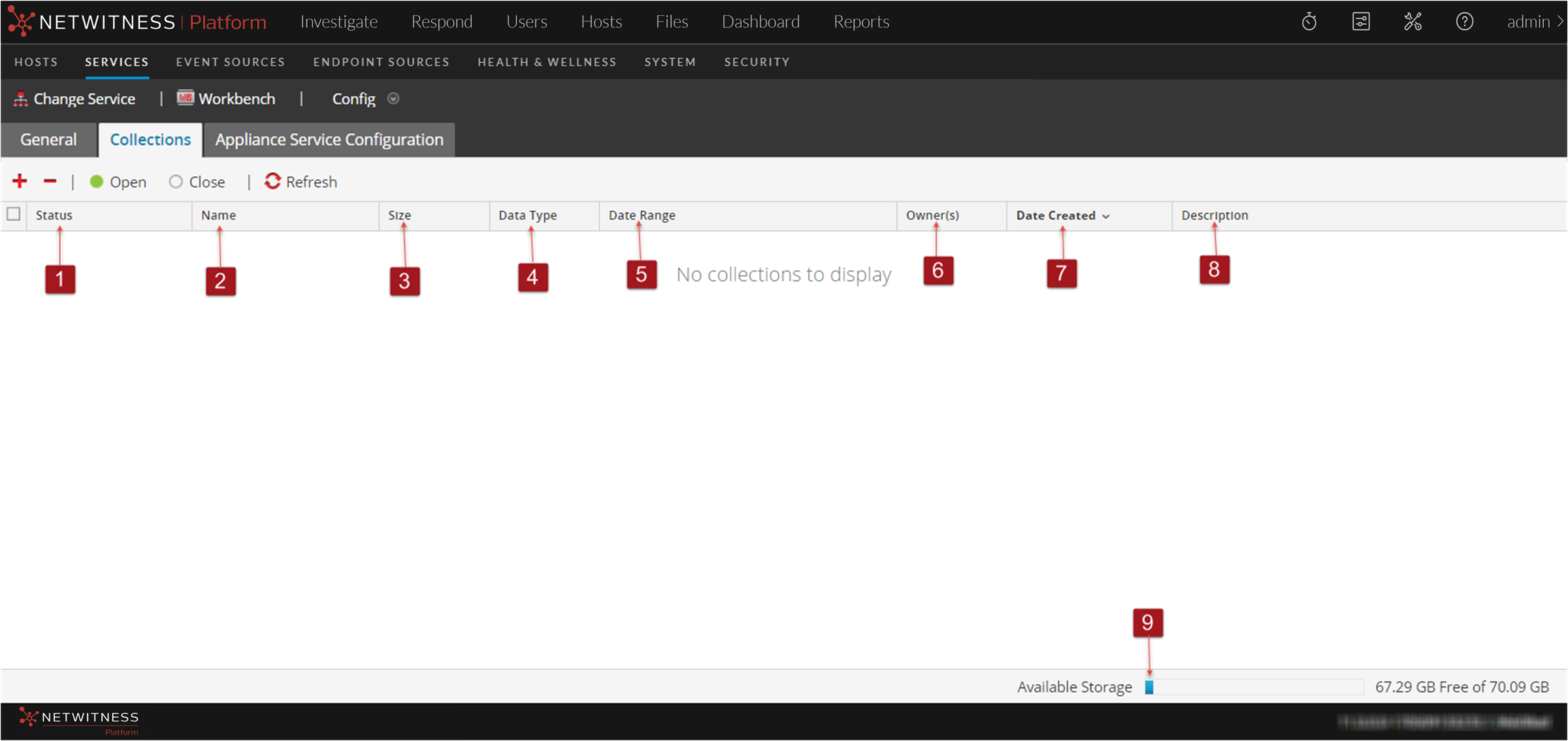 Services Config View - Collections Tab