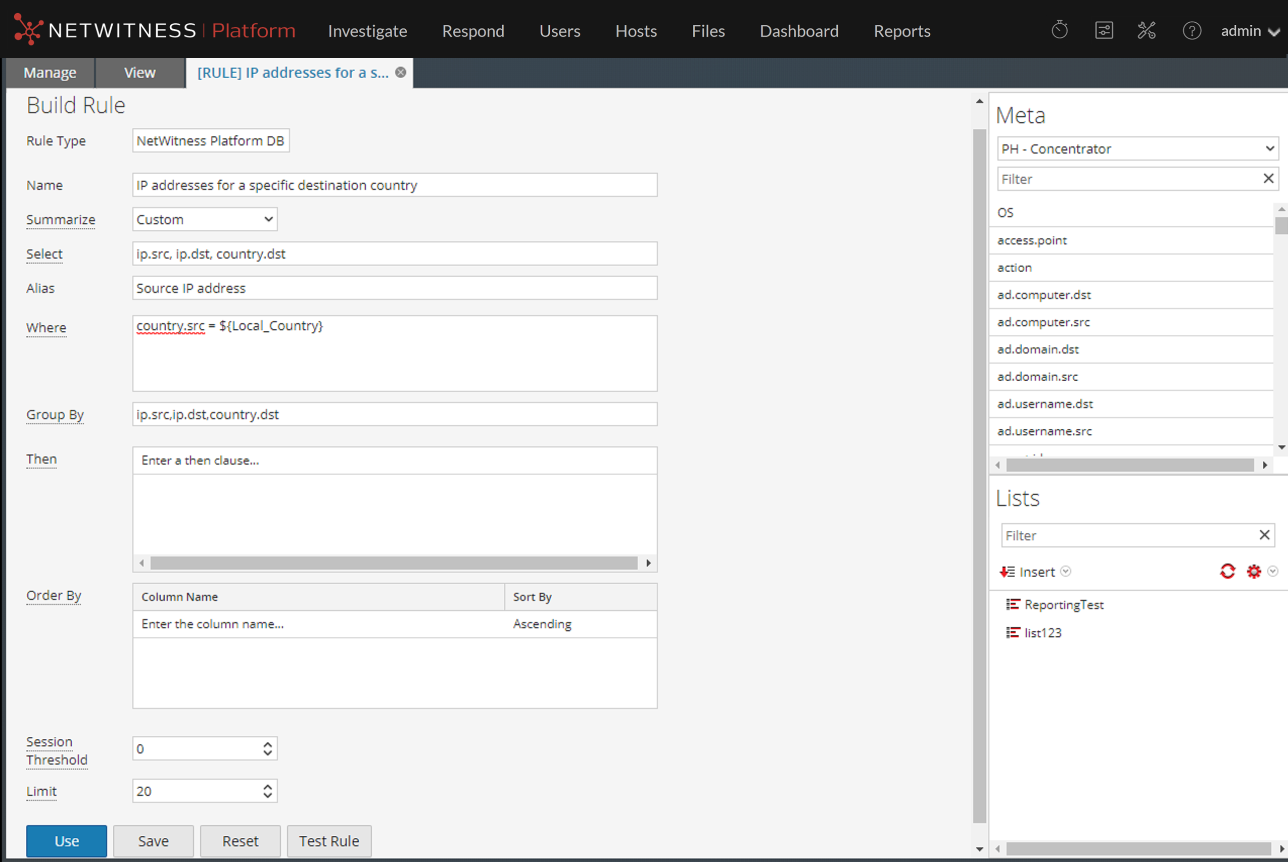 Netwitness Components Create and Schedule a Report