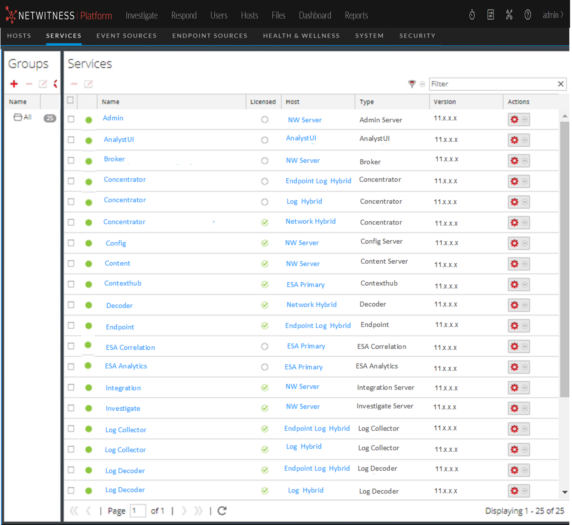 Netwitness Example Output Hosts and Services Set Up Procedures