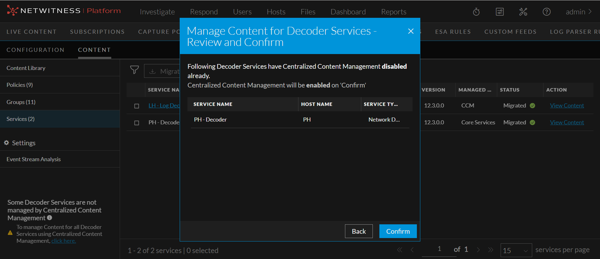 Default Service Decoder Enable or Disable CCM for All or Individual Decoder Services