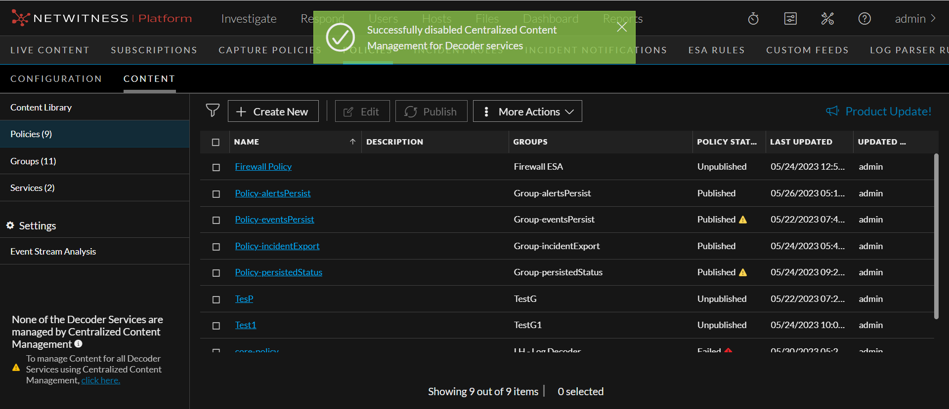 Default Service Decoder Enable or Disable CCM for All or Individual Decoder Services