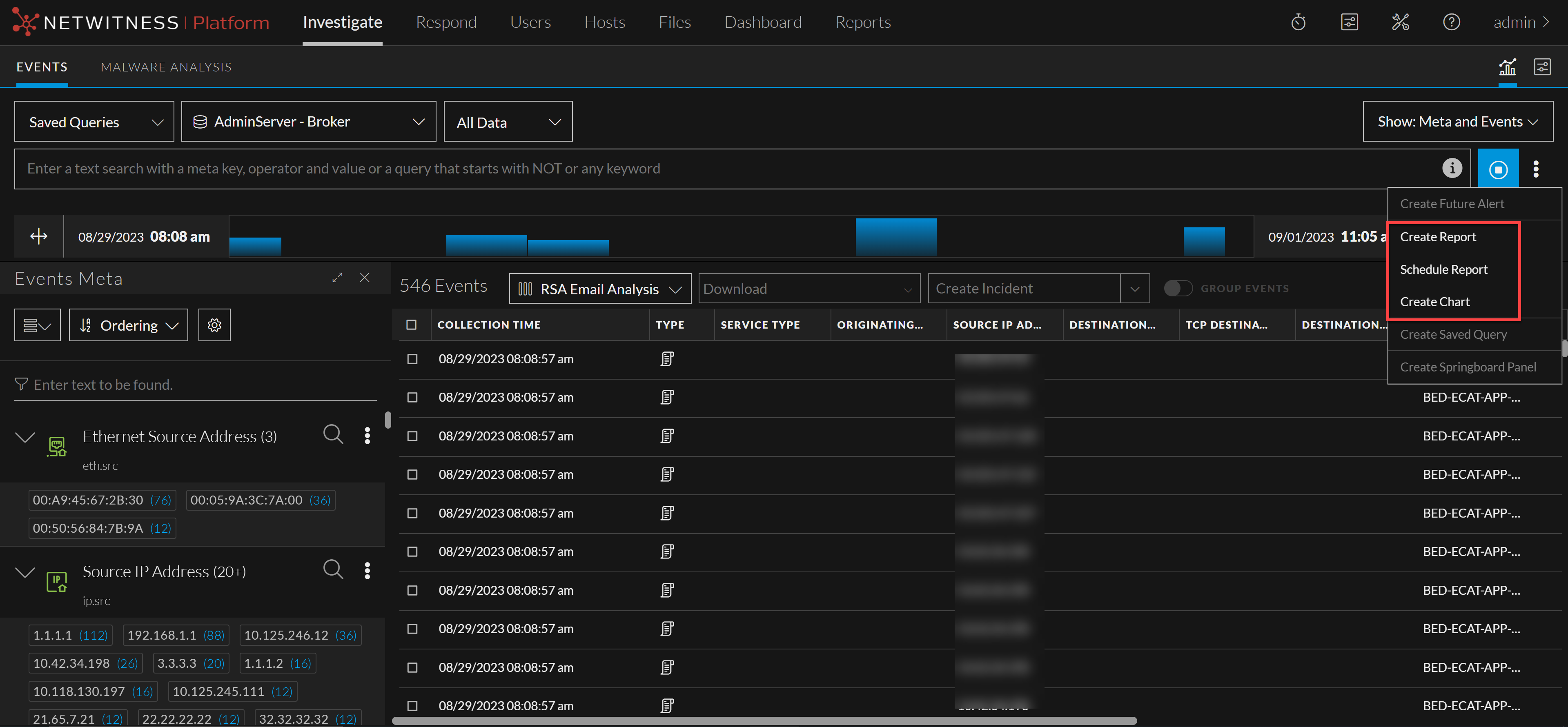 Netwitness Example Output Generate Reports from Events View
