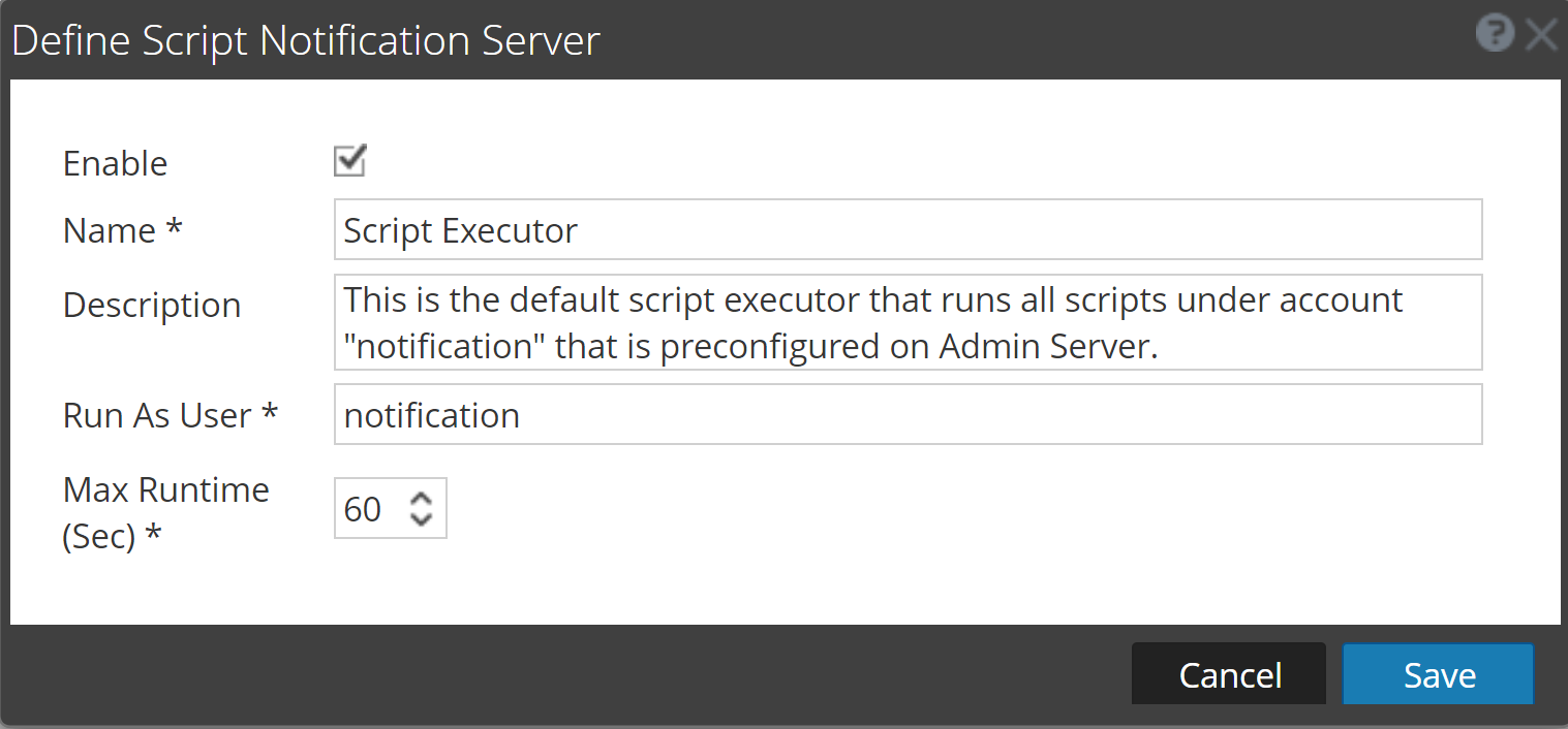 Define Notification Server Dialogs
