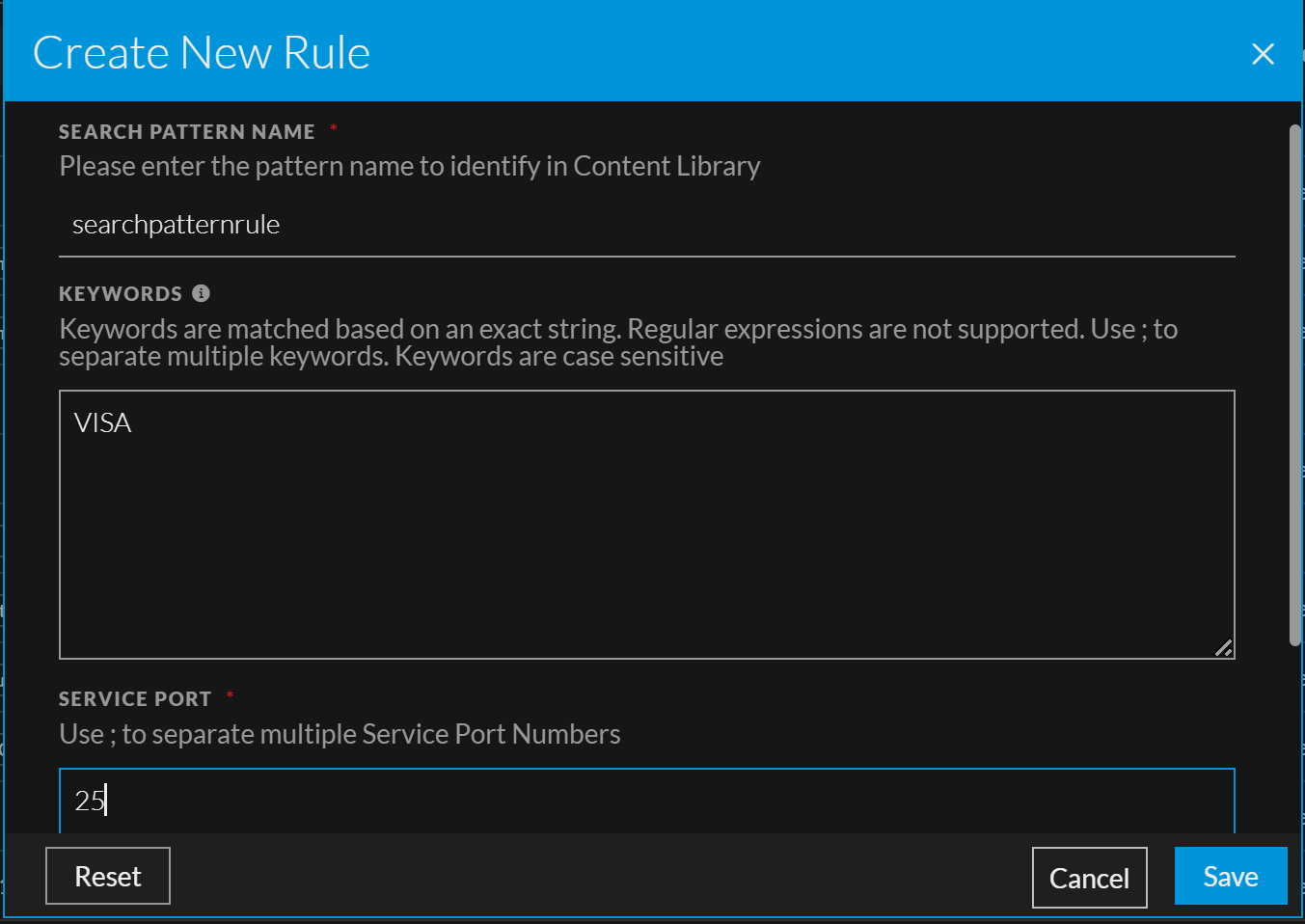 Manage Search Pattern Rules