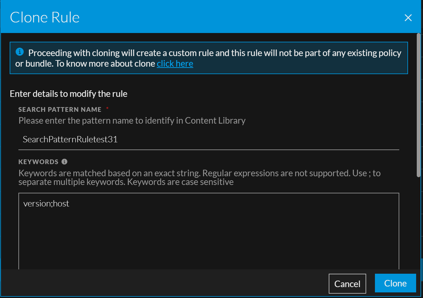 Manage Search Pattern Rules