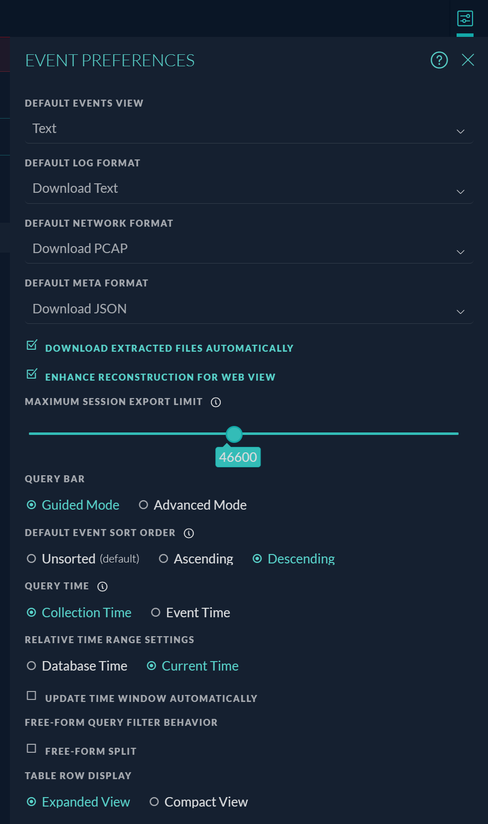Configure the Events View