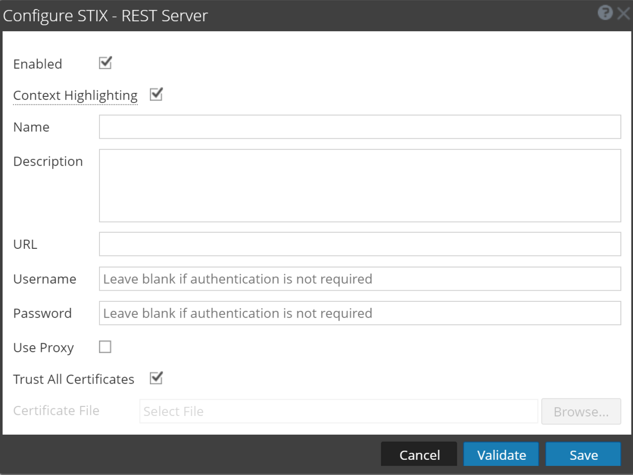 Stix Plugin Configure STIX as a Data Source