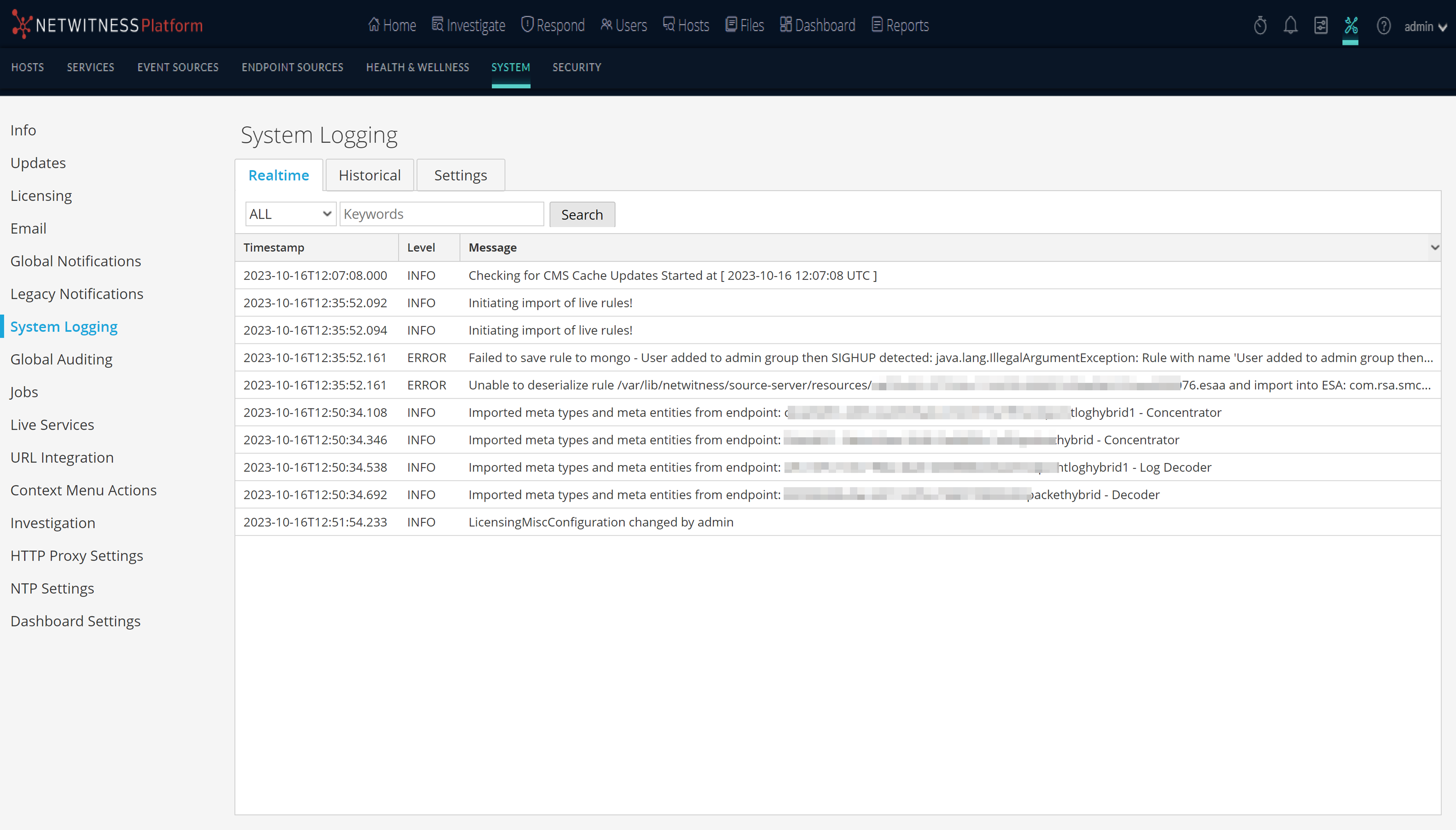 Display System and Service Logs